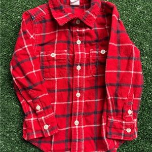 GAP Red and Black Plaid Kids Button Down Shirt